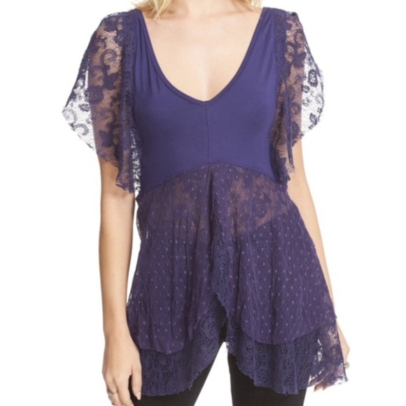 Free People Heatherton Lace Fairy Wing Top - Picture 2 of 6